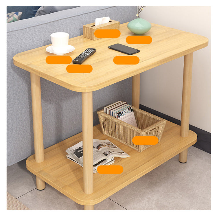 Sleek White Natural Wood Tea Table with Multi-Layer Board Design fxjc-510