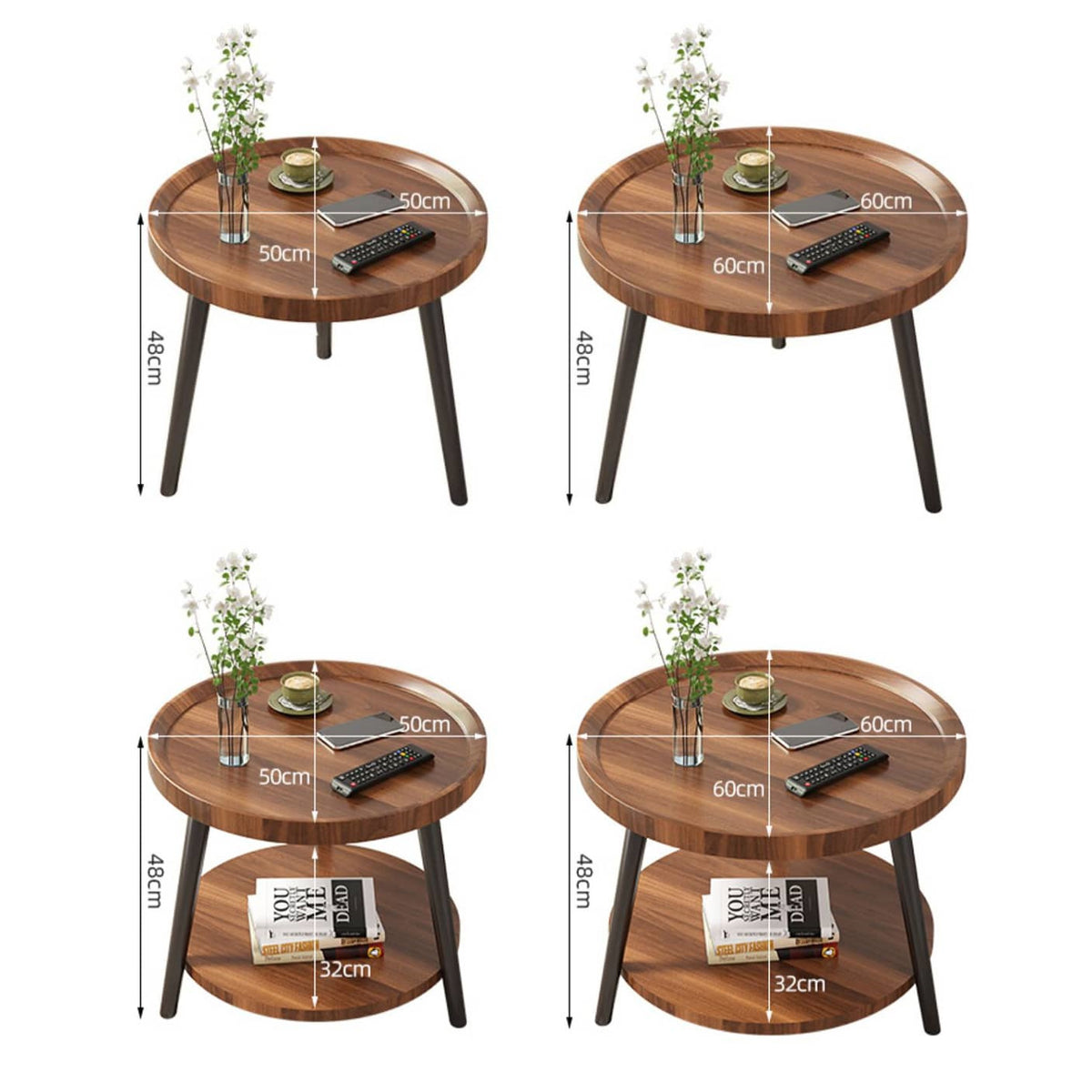 Chic Modern Tea Table: Elegant Brown, Black, and White Multi-Tone for Contemporary Living fxjc-923