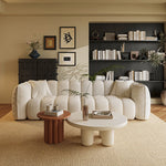 Chic Pine Faux Lambswool Sofa with Luxurious Comfort - Modern Curved Design for Stylish Living Rooms fxmj-3040