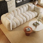 Chic Pine Faux Lambswool Sofa with Luxurious Comfort - Modern Curved Design for Stylish Living Rooms fxmj-3040
