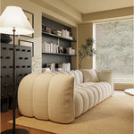 Chic Pine Faux Lambswool Sofa with Luxurious Comfort - Modern Curved Design for Stylish Living Rooms fxmj-3040