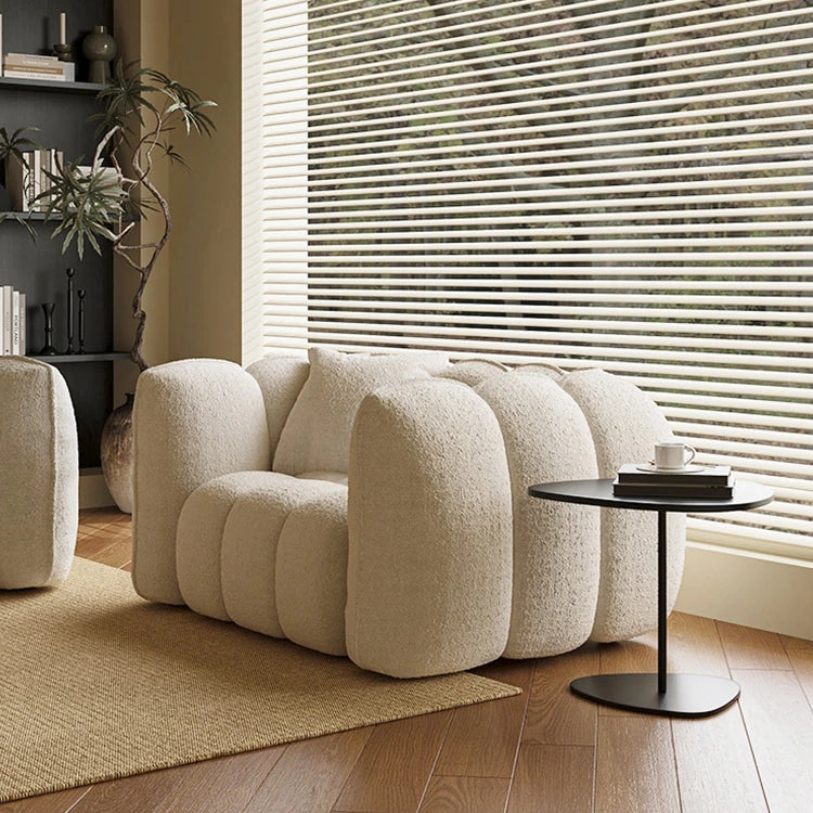 Chic Pine Faux Lambswool Sofa with Luxurious Comfort - Modern Curved Design for Stylish Living Rooms fxmj-3040