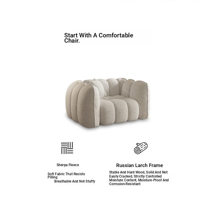 Chic Pine Faux Lambswool Sofa with Luxurious Comfort - Modern Curved Design for Stylish Living Rooms fxmj-3040