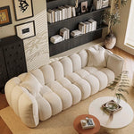 Chic Pine Faux Lambswool Sofa with Luxurious Comfort - Modern Curved Design for Stylish Living Rooms fxmj-3040