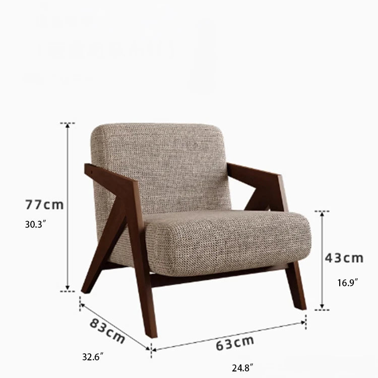 Stylish Ash Wood Accent Chair with Cotton-Ramie Upholstery - Modern Comfort for Your Living Space fxmj-3044