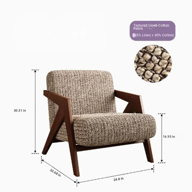 Stylish Ash Wood Accent Chair with Cotton-Ramie Upholstery - Modern Comfort for Your Living Space fxmj-3044