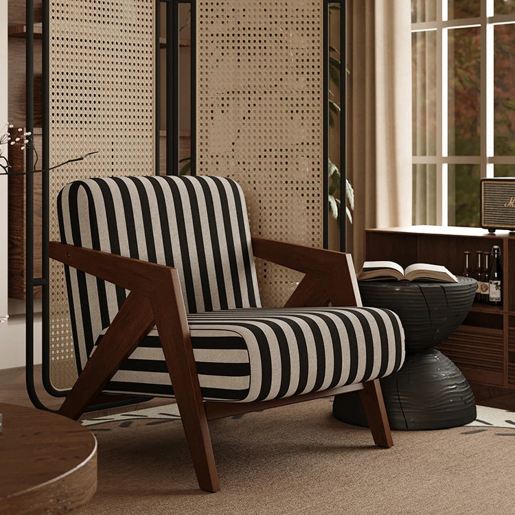 Stylish Ash Wood Accent Chair with Cotton-Ramie Upholstery - Modern Comfort for Your Living Space fxmj-3044