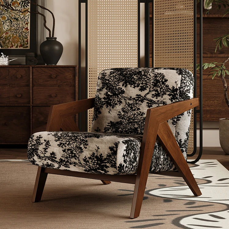 Stylish Ash Wood Accent Chair with Cotton-Ramie Upholstery - Modern Comfort for Your Living Space fxmj-3044