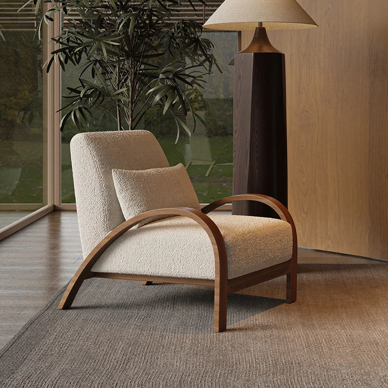 Cozy Faux Lambswool Sofa Chair with Stylish Wooden Frame - Perfect for Modern Living Rooms fxmj-3045