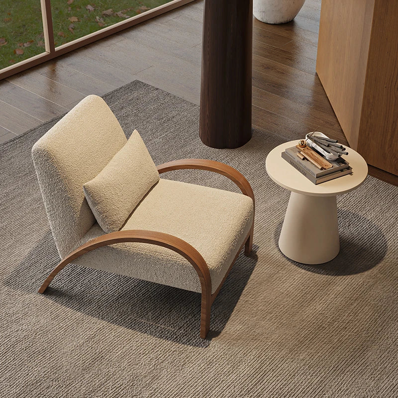 Cozy Faux Lambswool Sofa Chair with Stylish Wooden Frame - Perfect for Modern Living Rooms fxmj-3045