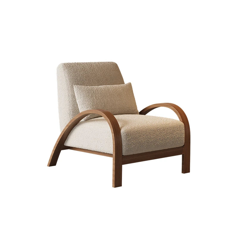 Cozy Faux Lambswool Sofa Chair with Stylish Wooden Frame - Perfect for Modern Living Rooms fxmj-3045
