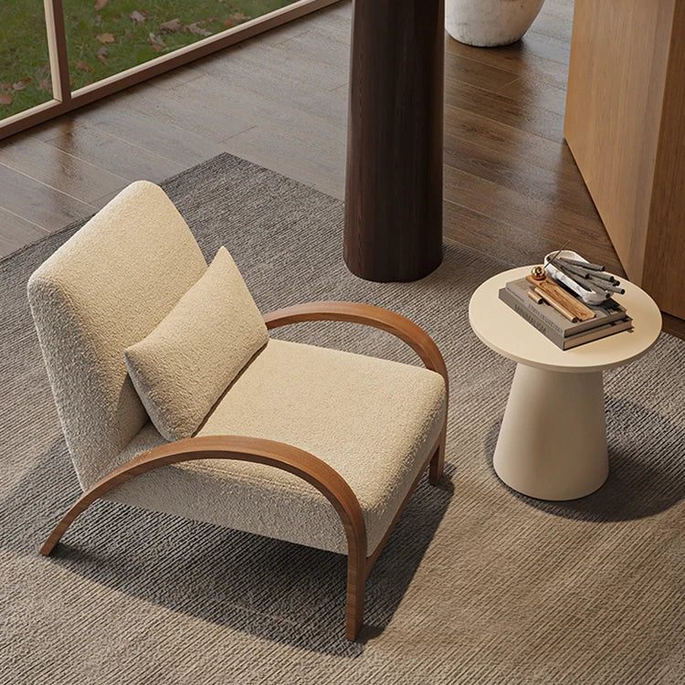 Cozy Faux Lambswool Sofa Chair with Stylish Wooden Frame - Perfect for Modern Living Rooms fxmj-3045