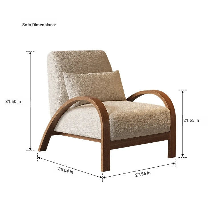 Cozy Faux Lambswool Sofa Chair with Stylish Wooden Frame - Perfect for Modern Living Rooms fxmj-3045