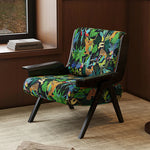 Stylish Black and White Striped Accent Chair with Ash Wood Frame – Perfect for Modern Living Spaces fxmj-3046