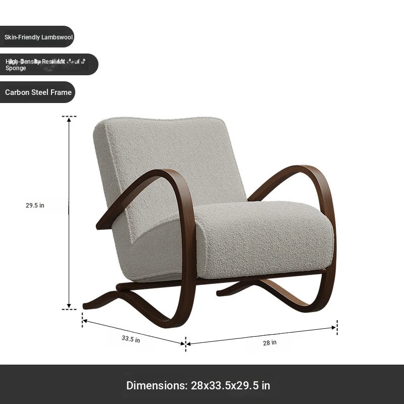 Stylish Faux Lambswool Sofa Chair with Elegant Wood Frame - Perfect for Modern Living Rooms fxmj-3047