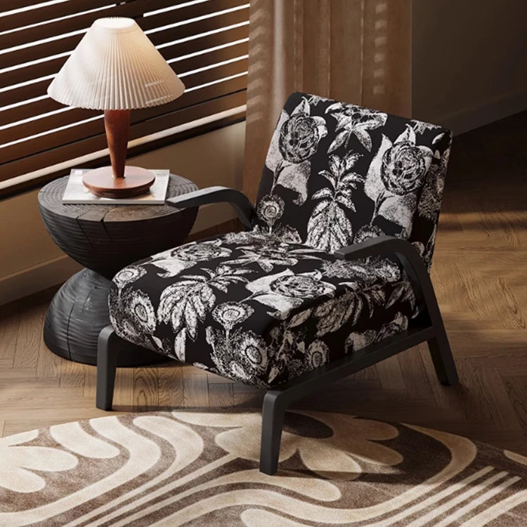 Stylish Black and White Floral Accent Chair with Modern Design – Perfect for Living Room Decor fxmj-3048