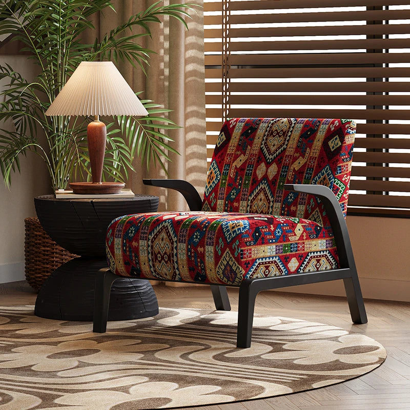 Stylish Black and White Floral Accent Chair with Modern Design – Perfect for Living Room Decor fxmj-3048