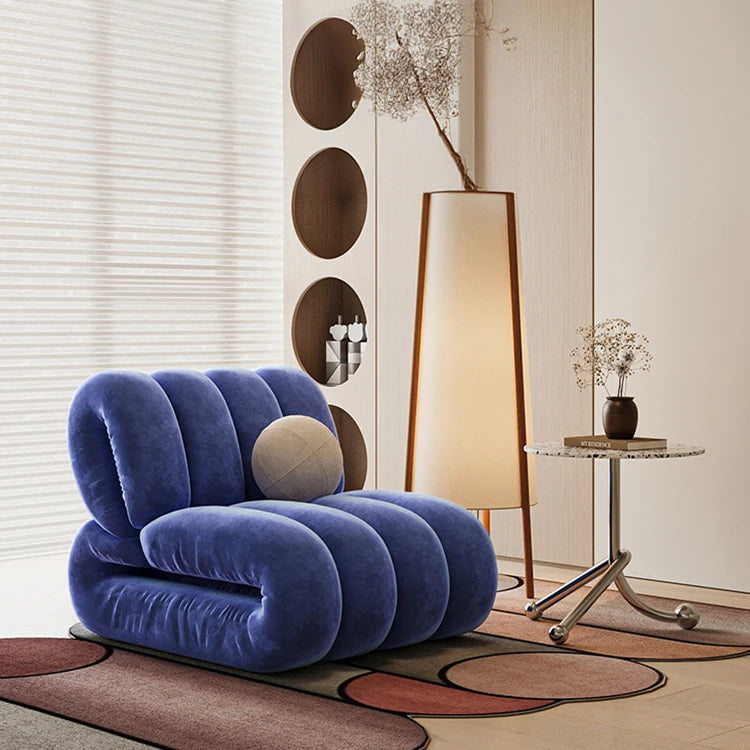 Stylish Blue Velvet Sofa Chair with Pine Frame - Modern Oversized Comfort for Living Room fxmj-3050