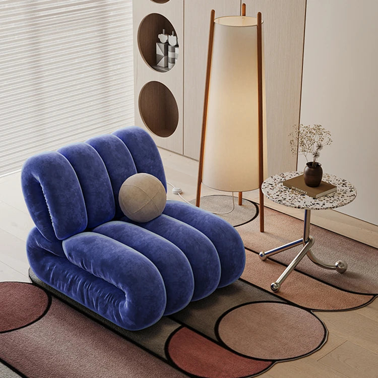 Stylish Blue Velvet Sofa Chair with Pine Frame - Modern Oversized Comfort for Living Room fxmj-3050