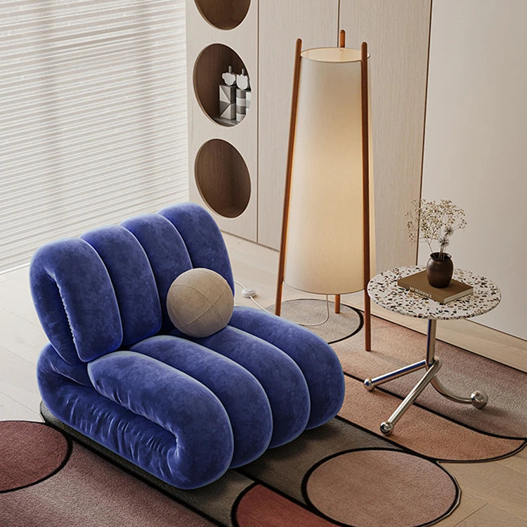 Stylish Blue Velvet Sofa Chair with Pine Frame - Modern Oversized Comfort for Living Room fxmj-3050