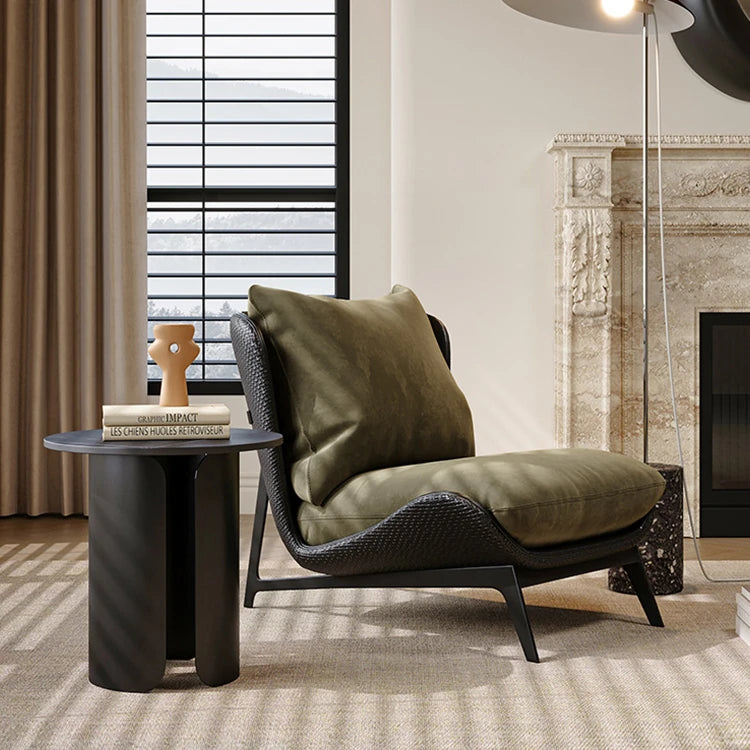 Stylish Synthetic Leather Accent Chair with Plush Cotton Cushion – Perfect for Modern Living Spaces fxmj-3051