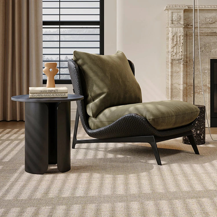 Stylish Synthetic Leather Accent Chair with Plush Cotton Cushion – Perfect for Modern Living Spaces fxmj-3051