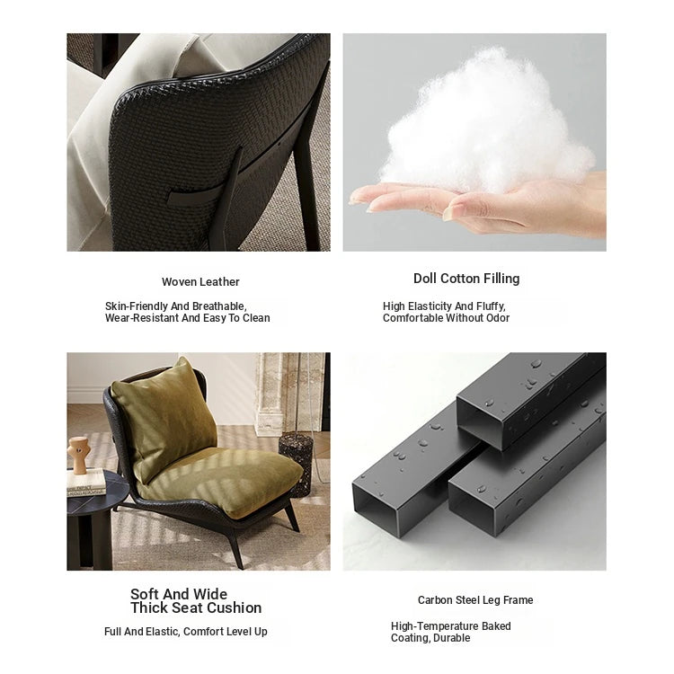 Stylish Synthetic Leather Accent Chair with Plush Cotton Cushion – Perfect for Modern Living Spaces fxmj-3051