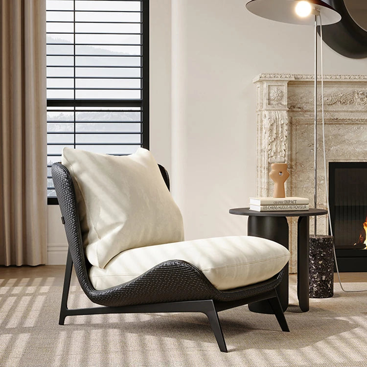 Stylish Synthetic Leather Accent Chair with Plush Cotton Cushion – Perfect for Modern Living Spaces fxmj-3051