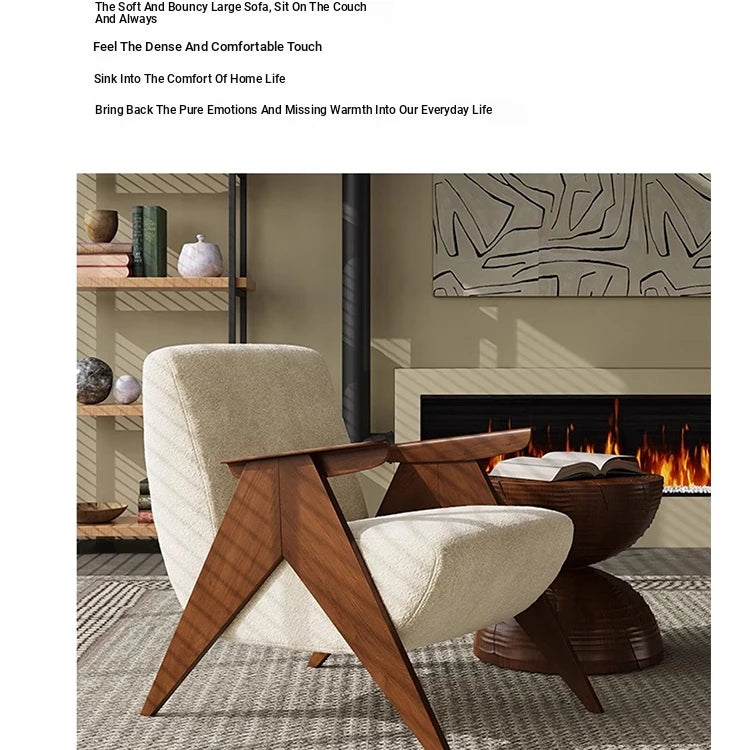 Stylish Ash Wood Chenille Sofa Chair for Modern Living Spaces – Comfortable & Chic Accent Furniture fxmj-3052