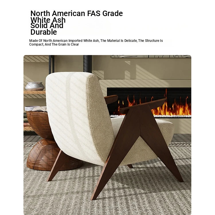 Stylish Ash Wood Chenille Sofa Chair for Modern Living Spaces – Comfortable & Chic Accent Furniture fxmj-3052
