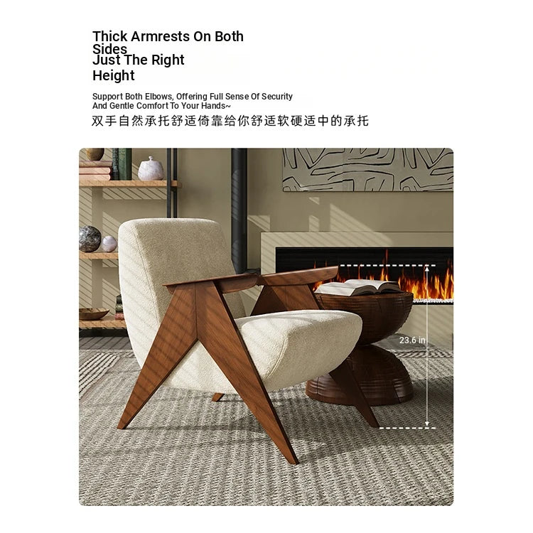 Stylish Ash Wood Chenille Sofa Chair for Modern Living Spaces – Comfortable & Chic Accent Furniture fxmj-3052