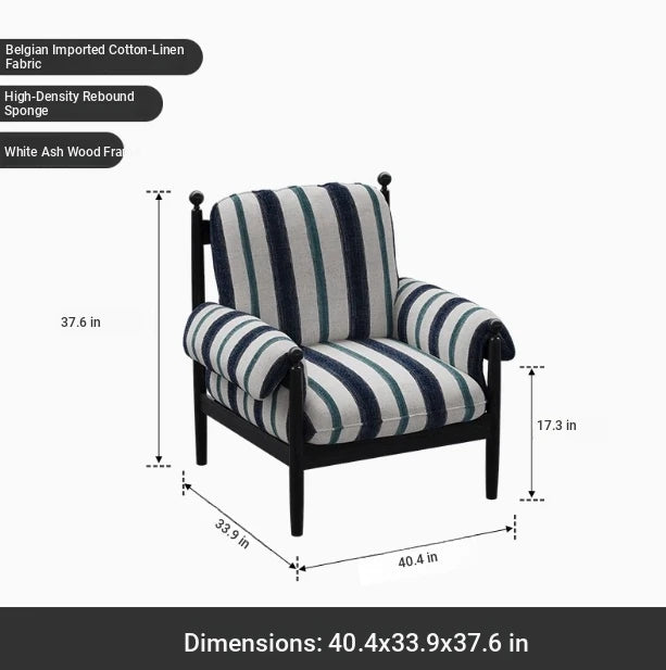 Stylish Accent Chair with Ash Wood Frame and Soft Chenille Upholstery - Ideal for Cozy Living Spaces fxmj-3053