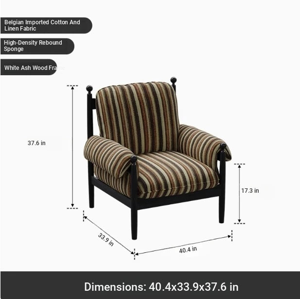 Stylish Accent Chair with Ash Wood Frame and Soft Chenille Upholstery - Ideal for Cozy Living Spaces fxmj-3053