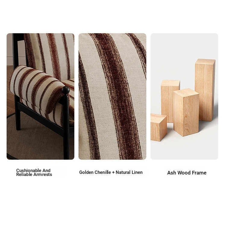 Stylish Accent Chair with Ash Wood Frame and Soft Chenille Upholstery - Ideal for Cozy Living Spaces fxmj-3053