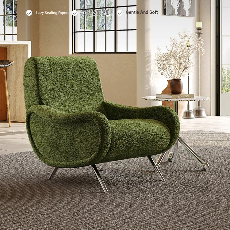 Stylish Chenille Sofa Chair with Stainless Steel Legs - Comfortable Lounge Furniture for Modern Living Rooms fxmj-3054