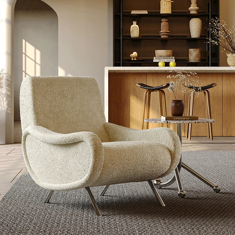 Stylish Chenille Sofa Chair with Stainless Steel Legs - Comfortable Lounge Furniture for Modern Living Rooms fxmj-3054