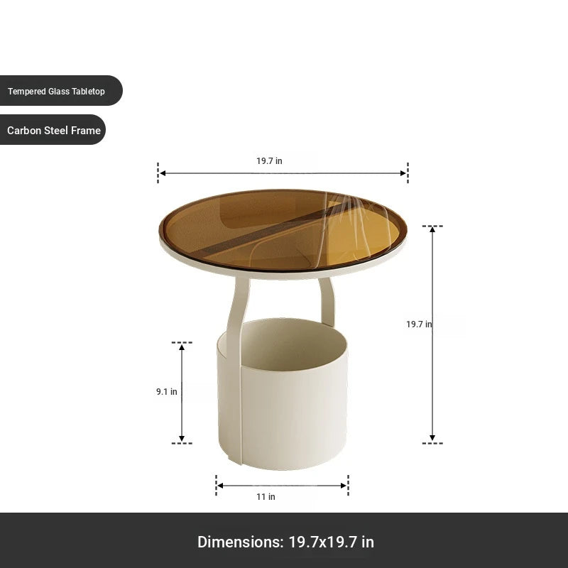 Stylish Tempered Glass Coffee Table with Unique Orange Base and Storage Compartment for Modern Living Rooms fxmj-3056