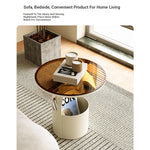 Stylish Tempered Glass Coffee Table with Unique Orange Base and Storage Compartment for Modern Living Rooms fxmj-3056