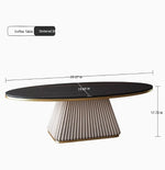 Elegant Sintered Stone Coffee Table with Synthetic Leather Base – Modern Oval Design for Living Room Décor fxmj-3057