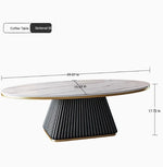 Elegant Sintered Stone Coffee Table with Synthetic Leather Base – Modern Oval Design for Living Room Décor fxmj-3057