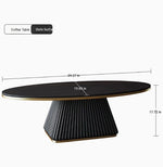 Elegant Sintered Stone Coffee Table with Synthetic Leather Base – Modern Oval Design for Living Room Décor fxmj-3057