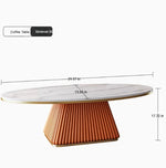 Elegant Sintered Stone Coffee Table with Synthetic Leather Base – Modern Oval Design for Living Room Décor fxmj-3057