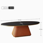 Elegant Sintered Stone Coffee Table with Synthetic Leather Base – Modern Oval Design for Living Room Décor fxmj-3057