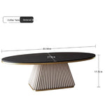 Elegant Sintered Stone Coffee Table with Synthetic Leather Base – Modern Oval Design for Living Room Décor fxmj-3057