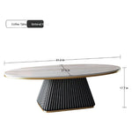 Elegant Sintered Stone Coffee Table with Synthetic Leather Base – Modern Oval Design for Living Room Décor fxmj-3057