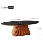 Elegant Sintered Stone Coffee Table with Synthetic Leather Base – Modern Oval Design for Living Room Décor fxmj-3057