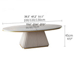 Elegant Sintered Stone Coffee Table with Synthetic Leather Base – Modern Oval Design for Living Room Décor fxmj-3057