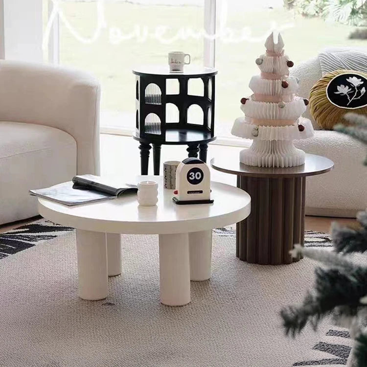 Stylish Modern Round Coffee Table with Unique Column Design for Chic Living Rooms fxmj-3058