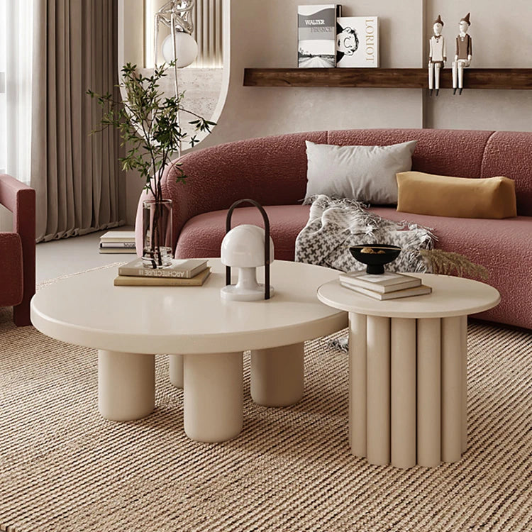 Stylish Modern Round Coffee Table with Unique Column Design for Chic Living Rooms fxmj-3058