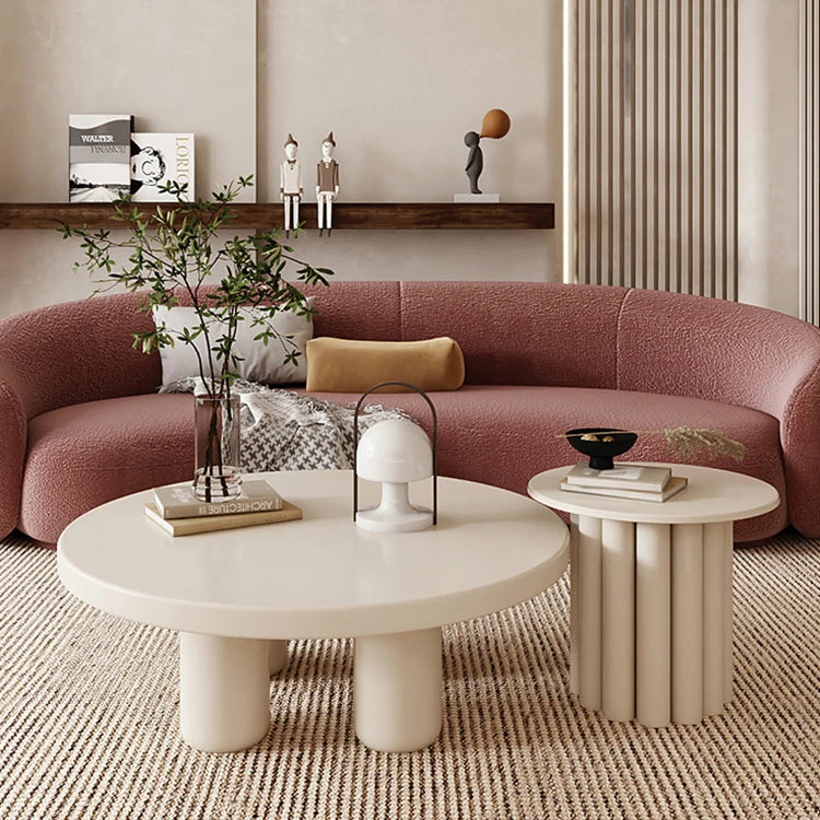 Stylish Modern Round Coffee Table with Unique Column Design for Chic Living Rooms fxmj-3058